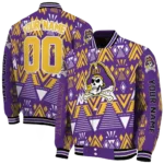 custom east carolina pirates pyramid shapes purple varsity jacket best selling.webp