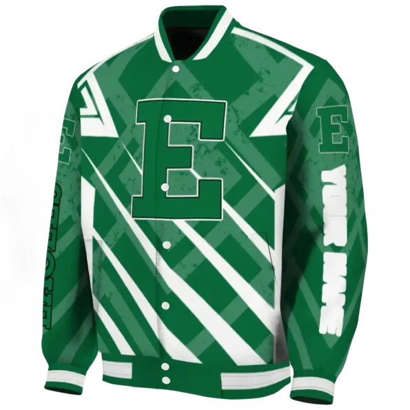 custom eastern michigan eagles chevron angles green varsity jacket best selling.webp