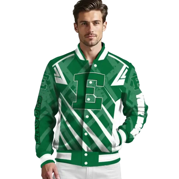 custom eastern michigan eagles chevron angles green varsity jacket high quality.webp