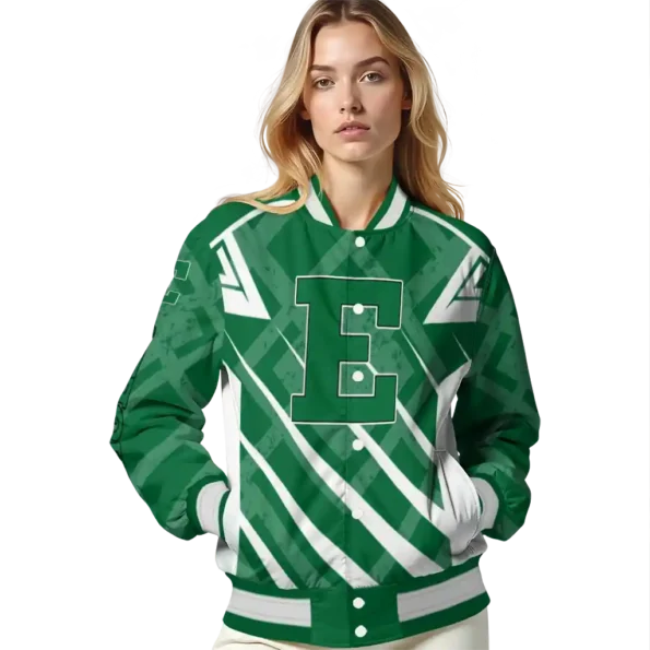 custom eastern michigan eagles chevron angles green varsity jacket latest model.webp