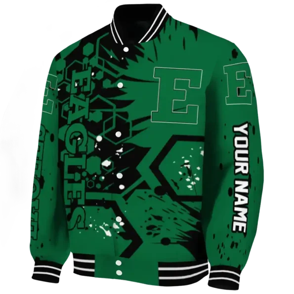 custom eastern michigan eagles hexagon cluster green black varsity jacket best selling.webp