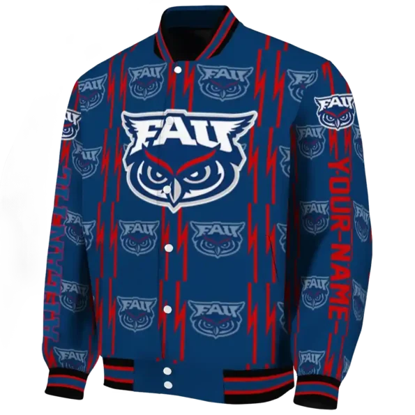 custom florida atlantic owls bolt stripe blue varsity jacket best selling.webp