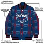 custom florida atlantic owls bolt stripe blue varsity jacket best selling.webp
