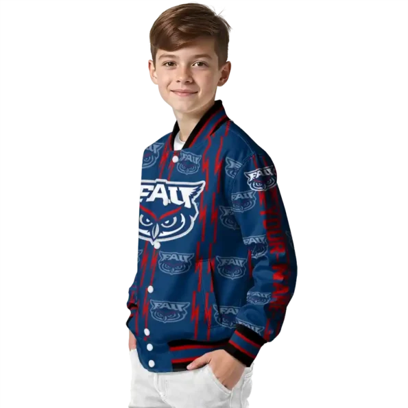 custom florida atlantic owls bolt stripe blue varsity jacket trendy.webp