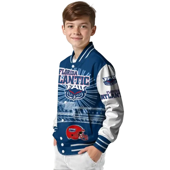 custom florida atlantic owls ferris arena blue white varsity jacket trendy.webp