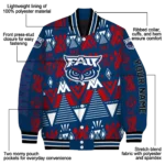 custom florida atlantic owls pyramid shapes blue varsity jacket best selling.webp