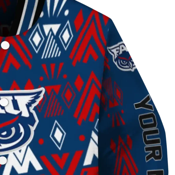 custom florida atlantic owls pyramid shapes blue varsity jacket premium grade.webp