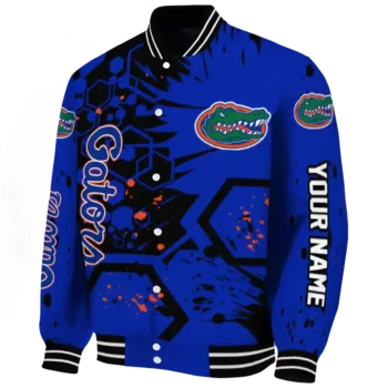 custom florida gators hexagon cluster blue black varsity jacket best selling.webp