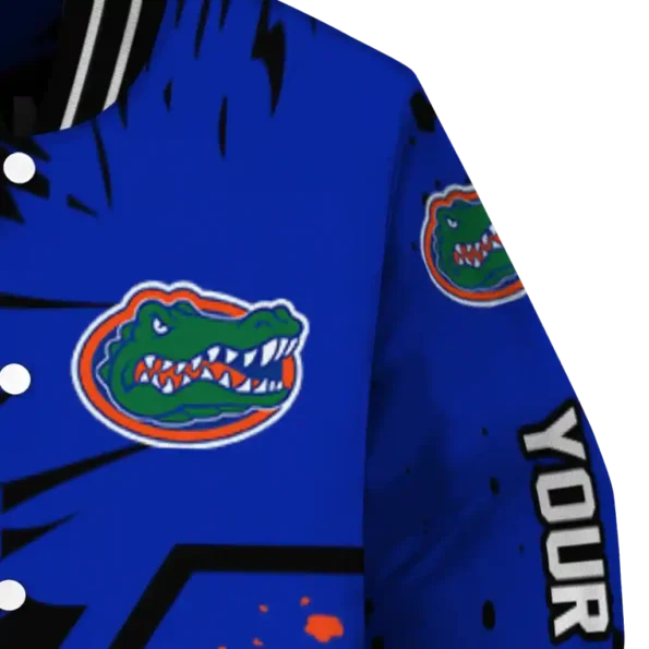 custom florida gators hexagon cluster blue black varsity jacket premium grade.webp