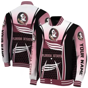 custom florida state seminoles mesh effect garnet black varsity jacket fashion forward.webp