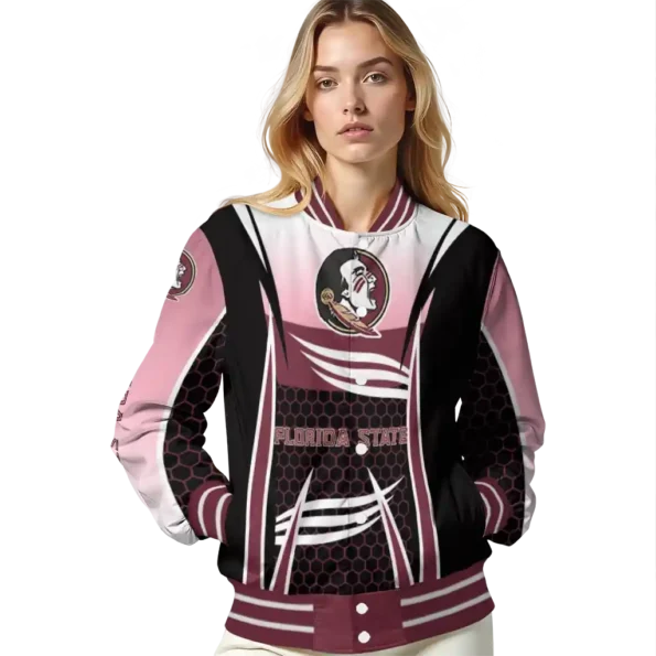 custom florida state seminoles mesh effect garnet black varsity jacket latest model.webp