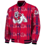 custom fresno state bulldogs bolt stripe red varsity jacket best selling.webp