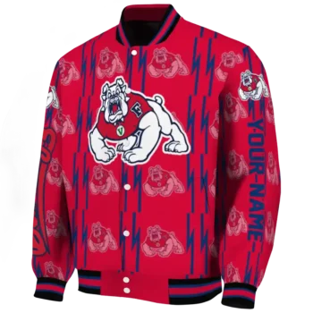 custom fresno state bulldogs bolt stripe red varsity jacket best selling.webp