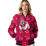 custom fresno state bulldogs bolt stripe red varsity jacket best selling.webp