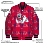 custom fresno state bulldogs bolt stripe red varsity jacket best selling.webp
