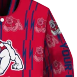 custom fresno state bulldogs bolt stripe red varsity jacket best selling.webp