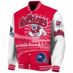 custom fresno state bulldogs ferris arena red white varsity jacket best selling.webp