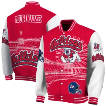 custom fresno state bulldogs ferris arena red white varsity jacket fashion forward.webp