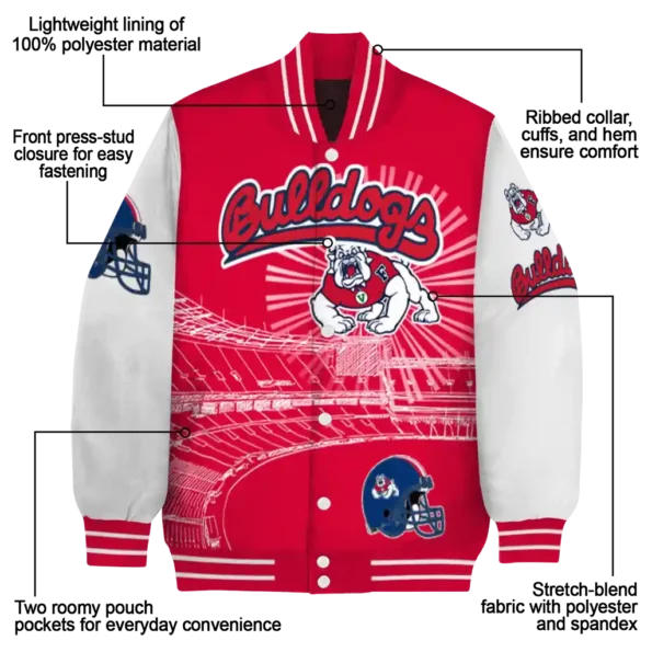 custom fresno state bulldogs ferris arena red white varsity jacket new arrival.webp