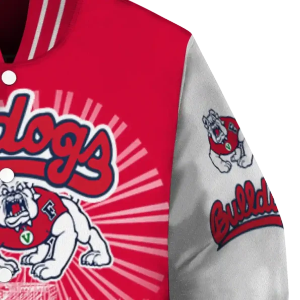 custom fresno state bulldogs ferris arena red white varsity jacket premium grade.webp