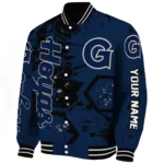 custom georgetown hoyas hexagon cluster blue black varsity jacket best selling.webp