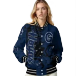 custom georgetown hoyas hexagon cluster blue black varsity jacket best selling.webp