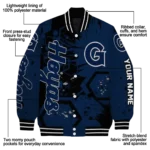 custom georgetown hoyas hexagon cluster blue black varsity jacket best selling.webp