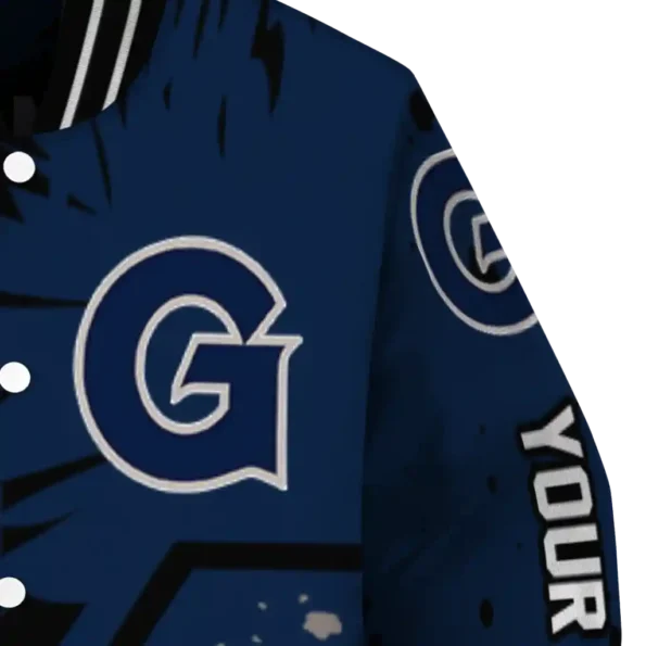custom georgetown hoyas hexagon cluster blue black varsity jacket premium grade.webp