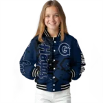 custom georgetown hoyas hexagon cluster blue black varsity jacket best selling.webp