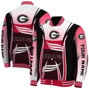 custom georgia bulldogs mesh effect red black varsity jacket fashion forward.webp