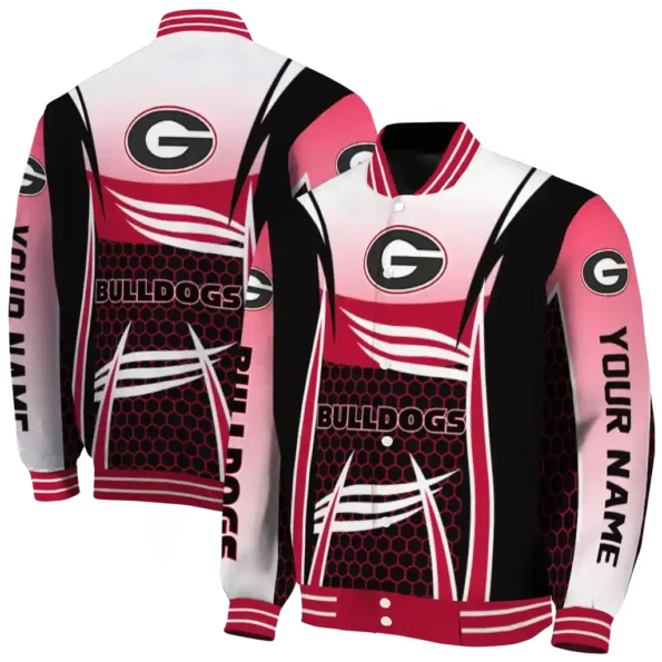 custom georgia bulldogs mesh effect red black varsity jacket fashion forward.webp
