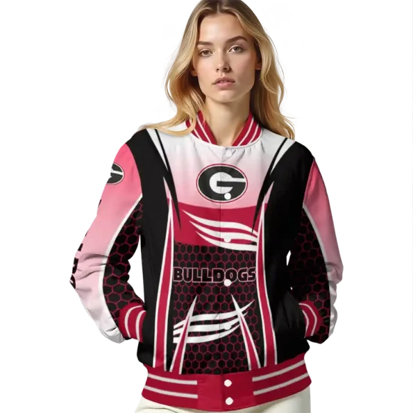 custom georgia bulldogs mesh effect red black varsity jacket latest model.webp