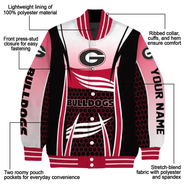 custom georgia bulldogs mesh effect red black varsity jacket new arrival.webp