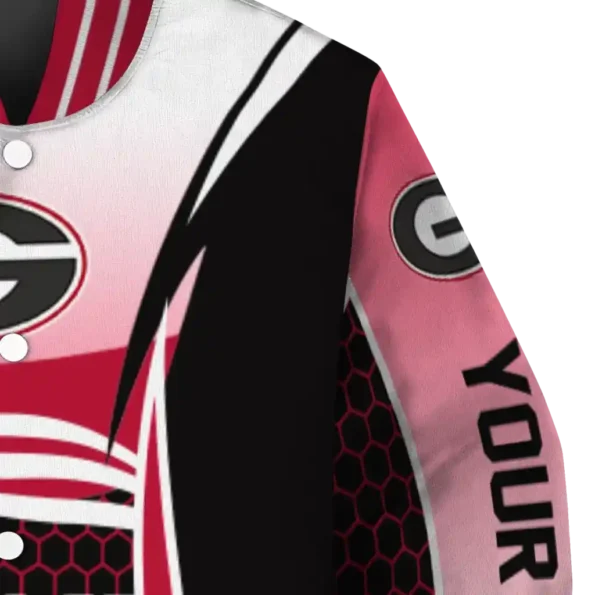 custom georgia bulldogs mesh effect red black varsity jacket premium grade.webp