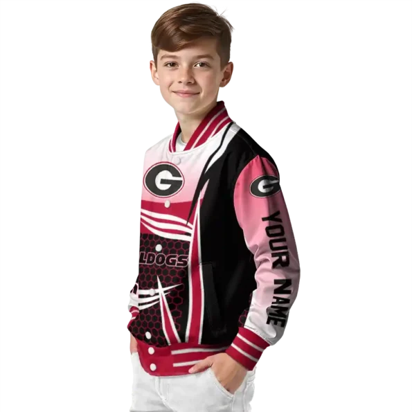 custom georgia bulldogs mesh effect red black varsity jacket trendy.webp