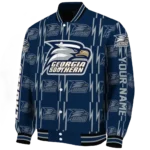 custom georgia southern eagles bolt stripe blue varsity jacket best selling.webp
