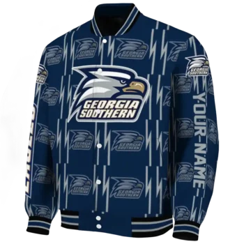 custom georgia southern eagles bolt stripe blue varsity jacket best selling.webp