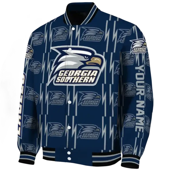 custom georgia southern eagles bolt stripe blue varsity jacket best selling.webp