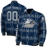 custom georgia southern eagles bolt stripe blue varsity jacket best selling.webp