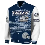 custom georgia southern eagles ferris arena blue white varsity jacket best selling.webp