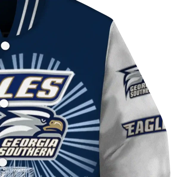 custom georgia southern eagles ferris arena blue white varsity jacket premium grade.webp