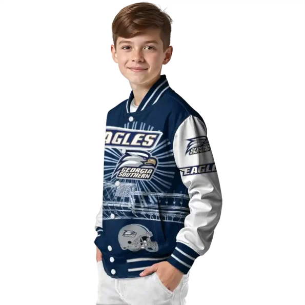 custom georgia southern eagles ferris arena blue white varsity jacket trendy.webp