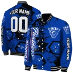 custom georgia state panthers hexagon cluster blue black varsity jacket best selling.webp