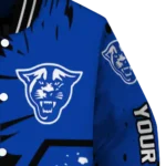 custom georgia state panthers hexagon cluster blue black varsity jacket best selling.webp