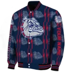 custom gonzaga bulldogs bolt stripe blue varsity jacket best selling.webp