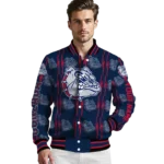 custom gonzaga bulldogs bolt stripe blue varsity jacket best selling.webp