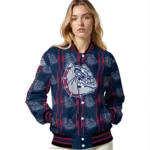 custom gonzaga bulldogs bolt stripe blue varsity jacket best selling.webp