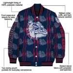 custom gonzaga bulldogs bolt stripe blue varsity jacket best selling.webp
