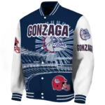 custom gonzaga bulldogs ferris arena blue white varsity jacket best selling.webp