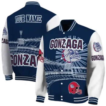 custom gonzaga bulldogs ferris arena blue white varsity jacket fashion forward.webp
